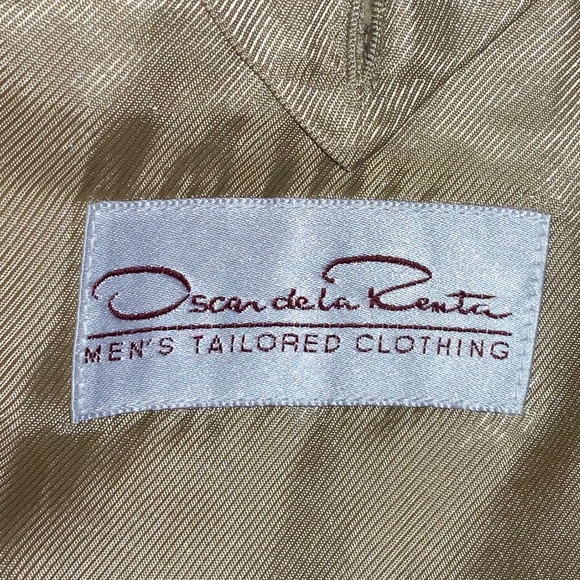 Oscar de la Renta wool / cashmere blend suit jacket blazer Sz 40R tan lined - Picture 5 of 6